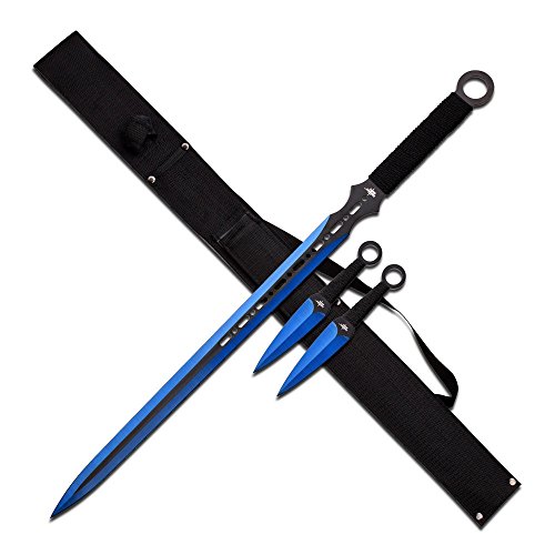 Snake Eye Full Tang Tactical Blade Katana/Ninja Sword/Machete/Throwing Knife, 27-Inch. (Blue)