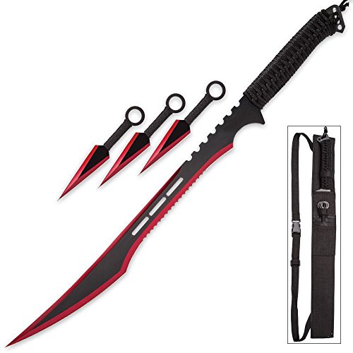 Snake Eye Tactical Two Tone Finish Fantasy Desgin Ninja Sword Comes with Nylon Sheath (Red)