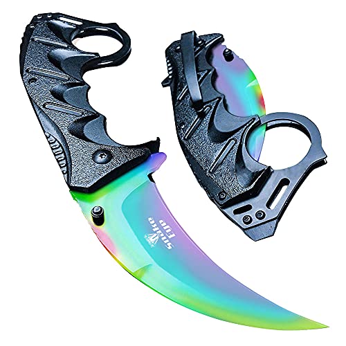Snake Eye Tactical Everyday Carry Assist Style Folding Pocket Knife EDC (Rainbow)