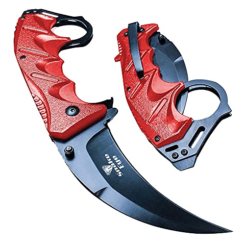 Snake Eye Tactical Everyday Carry Assist Style Folding Pocket Knife EDC (Red)